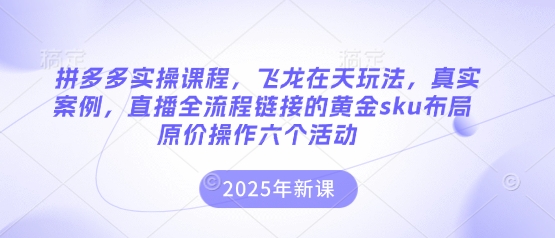 拼多多实操课程，飞龙在天玩法，真实案例，直播全流程链接的黄金sku布局原价操作六个活动-掘金阁