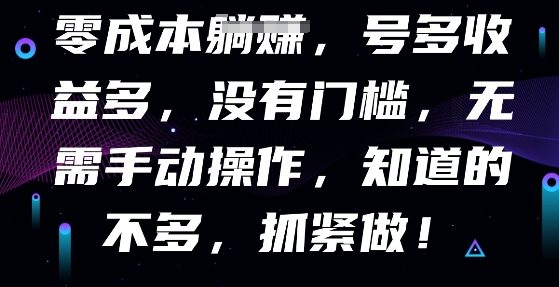 零成本全自动，号多收益多，没有门槛，无需手动-掘金阁