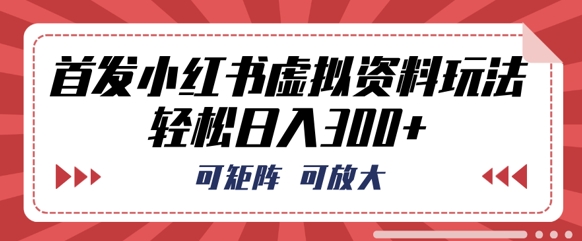 首发小红书虚拟资料玩法，可矩阵，可放大，轻松日入3张-掘金阁