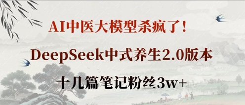 AI中医大模型杀疯了！DeepSeek中式养生2.0版本，十几篇笔记粉丝3w+-掘金阁