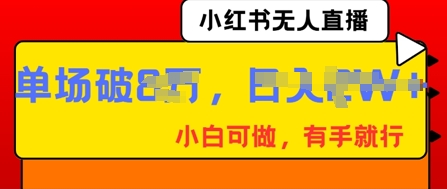 小红书无人直播，纯小白可做，有手就行，单场直播销售额破8w-掘金阁