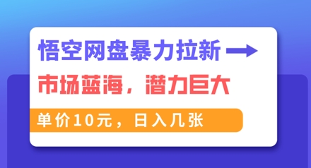 悟空网盘暴力拉新：一单10元，市场空白，日入几张-掘金阁
