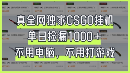 真全网独家CSGO挂G，单日捡漏1k+【揭秘】-掘金阁