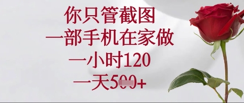 你只管截图，一部手机在家操作，一小时120.一天5张【揭秘】-掘金阁