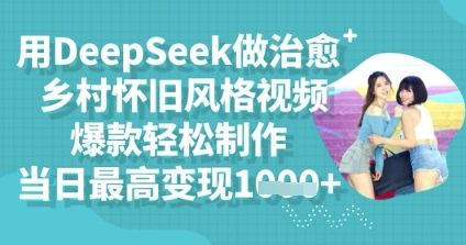 用DeepSeek做治愈乡村怀旧风格视频，爆款轻松制作，当日最高变现多张-掘金阁